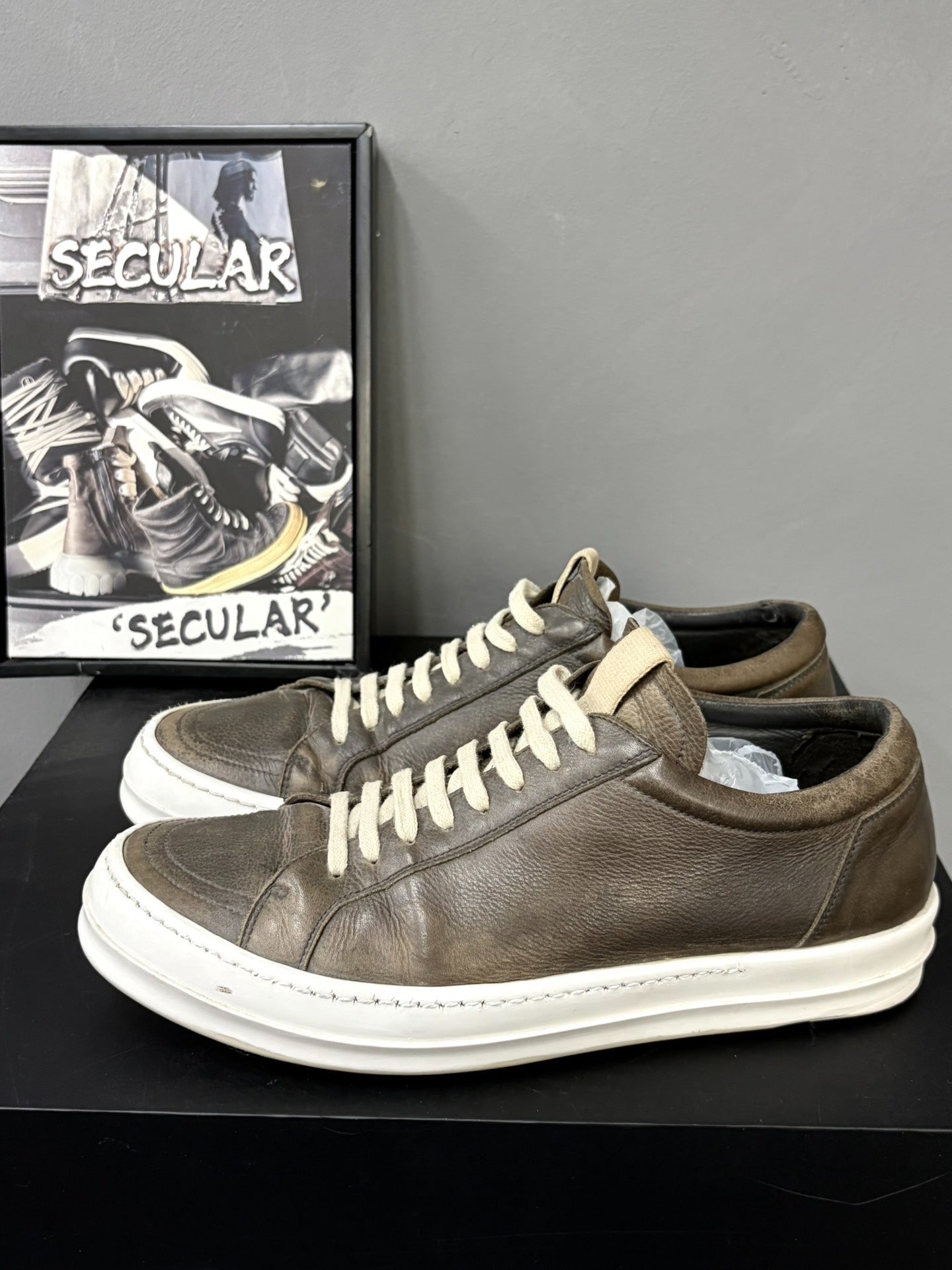 Rick Owens 20FW Low-Top Leather Sneakers