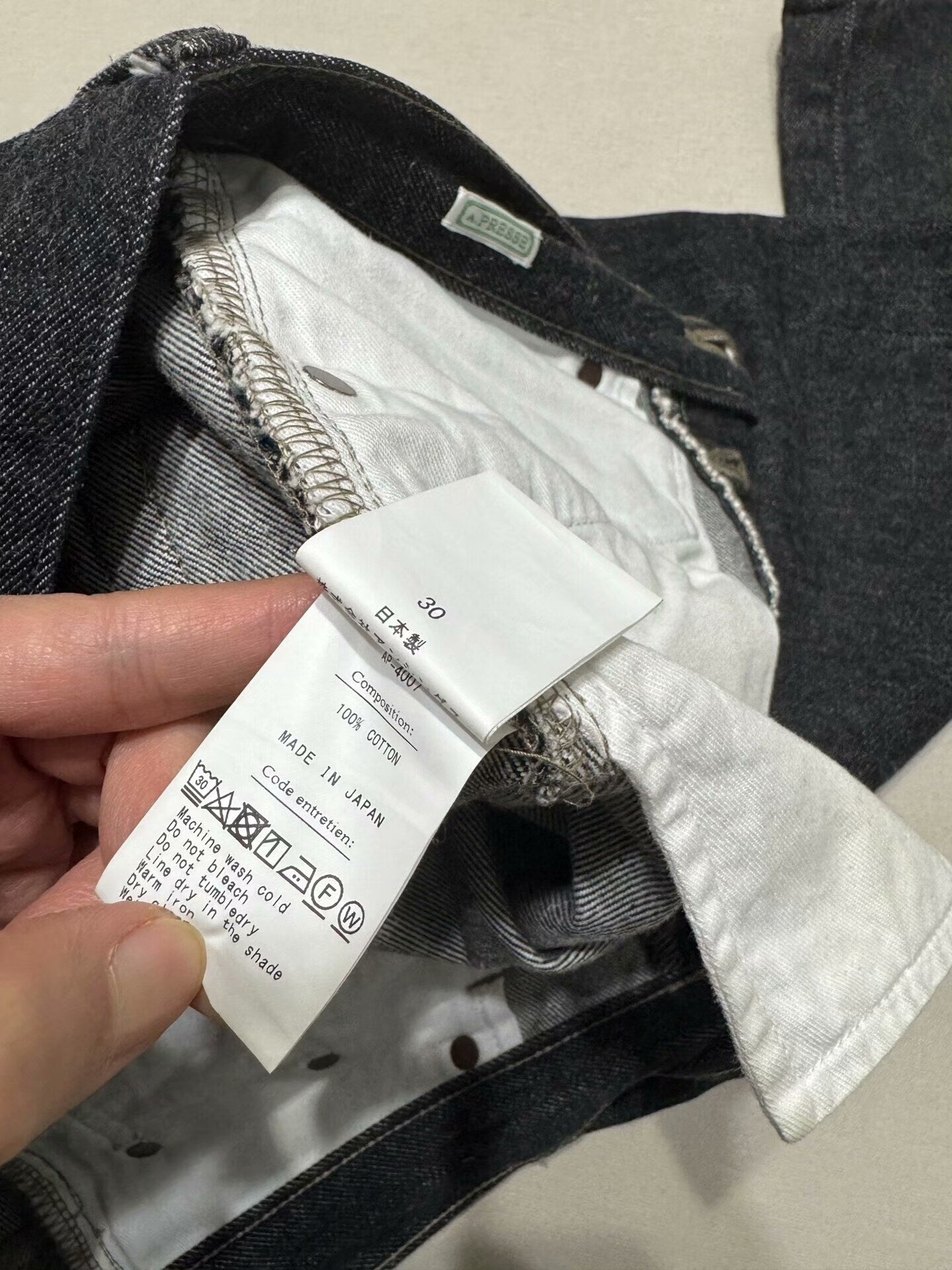 black washed denim pants by A.PRESSE