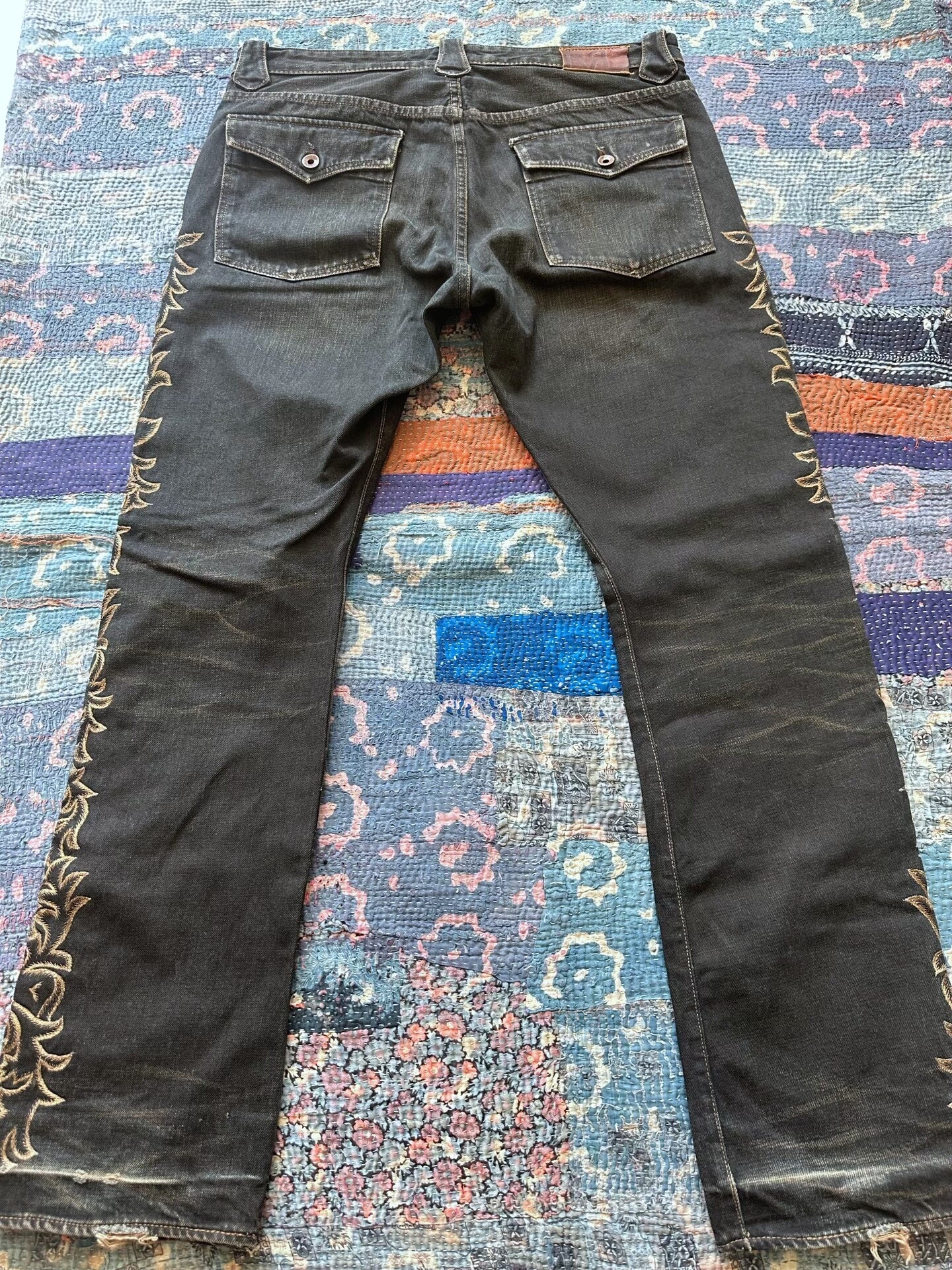 rrl vintage embroidered denim pants