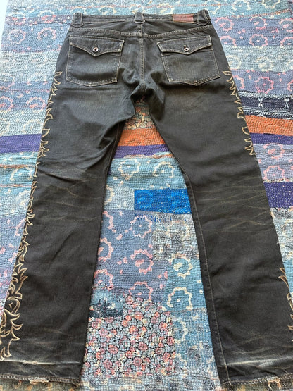 rrl vintage embroidered denim pants