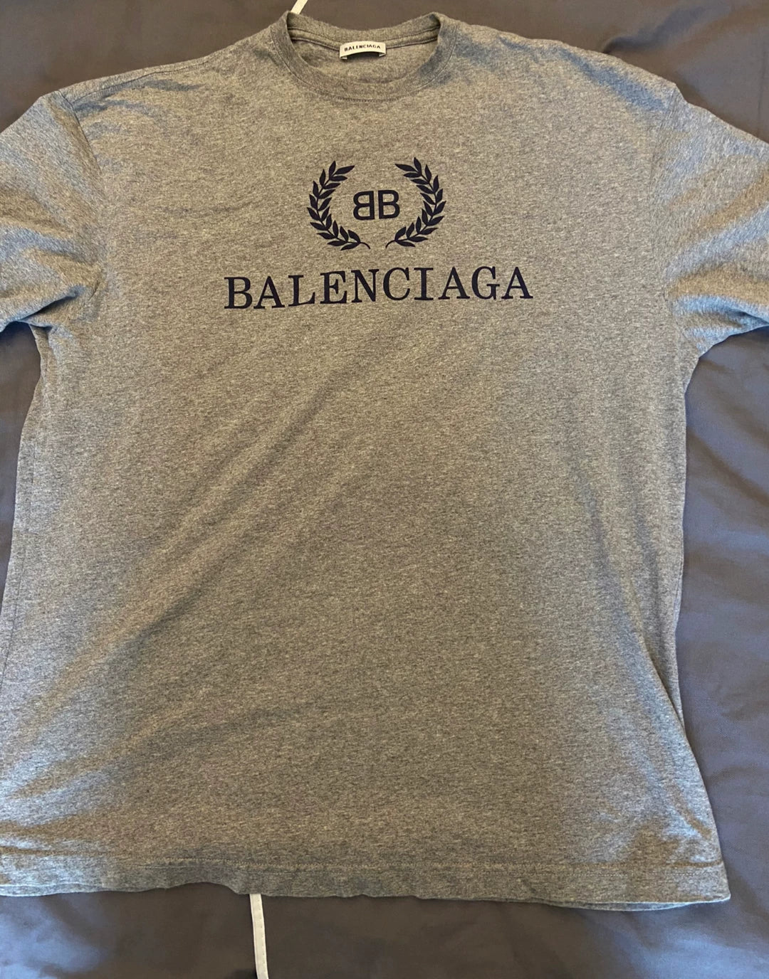 balenciaga gray logo tee shirt