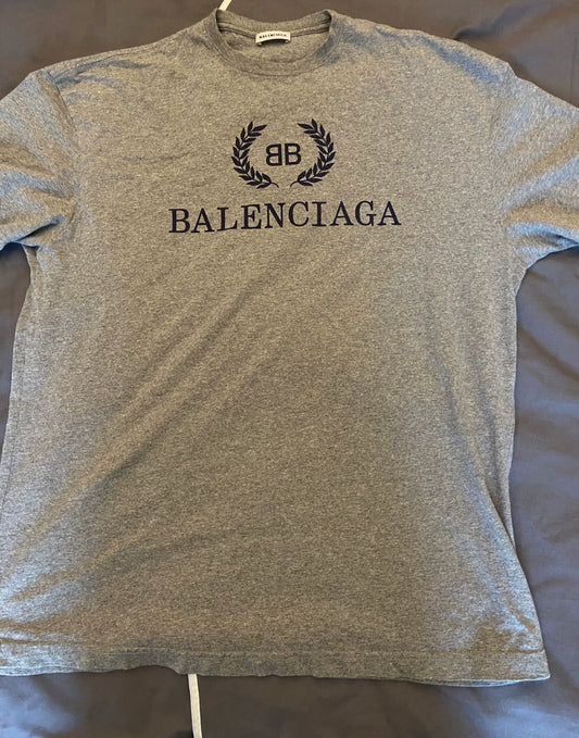 balenciaga gray logo tee shirt