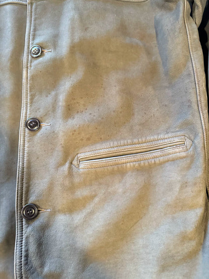 RRL Baseball Collar Brakeman Leather Jacket