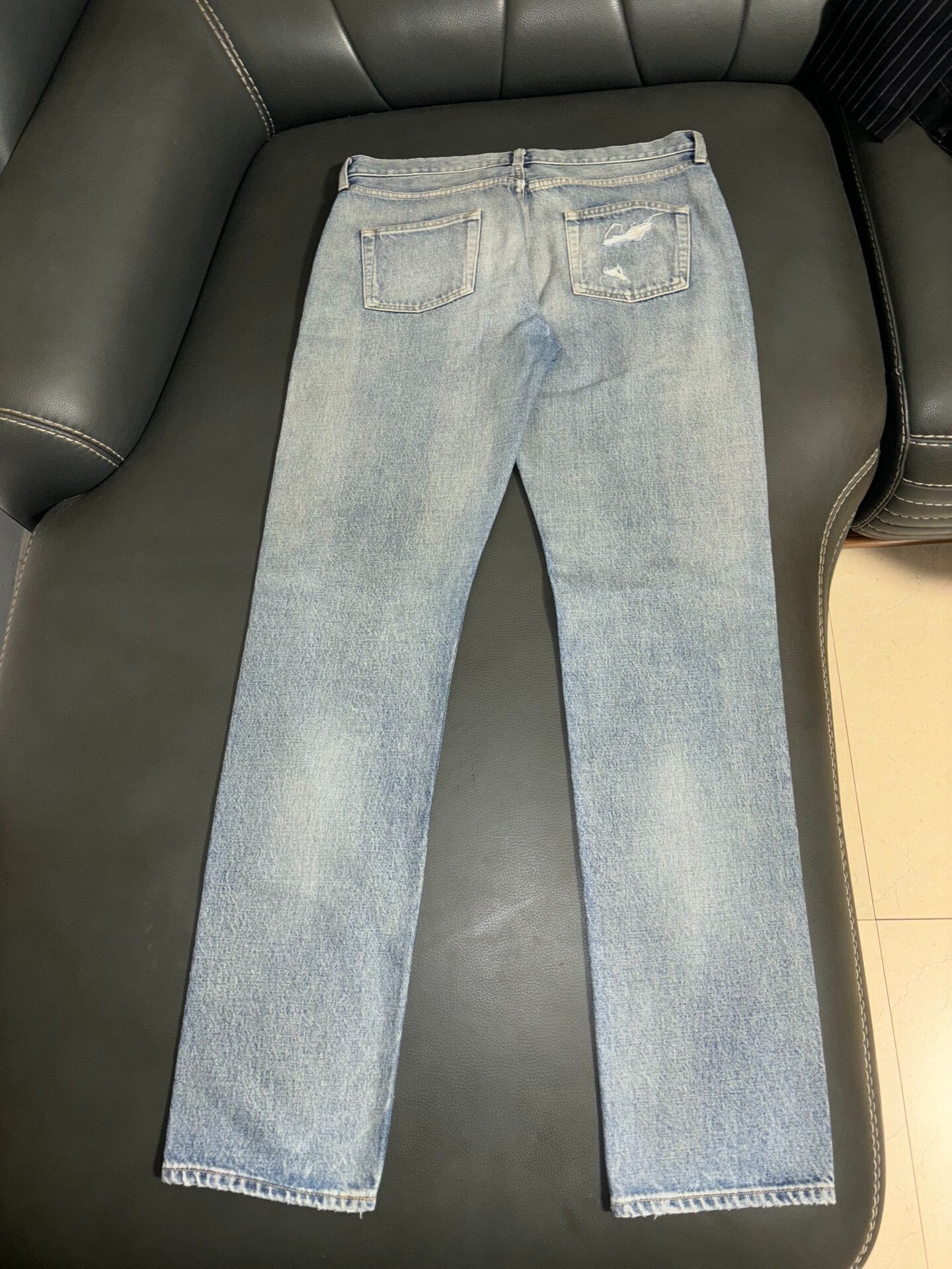 Saint Laurent Distressed Knee Denim Pants