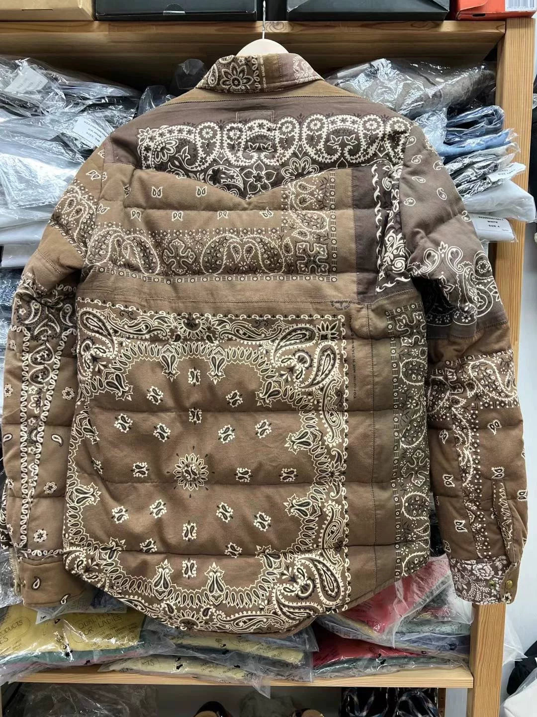 visvim kerchief down jacket in brown