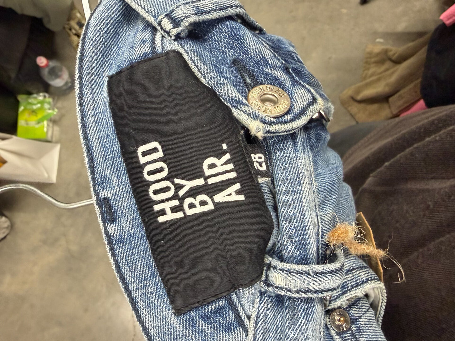 blue shredder zip jeans with distressed details