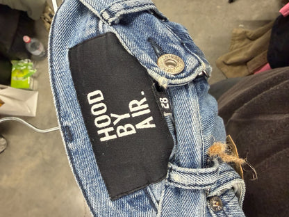 blue shredder zip jeans with distressed details