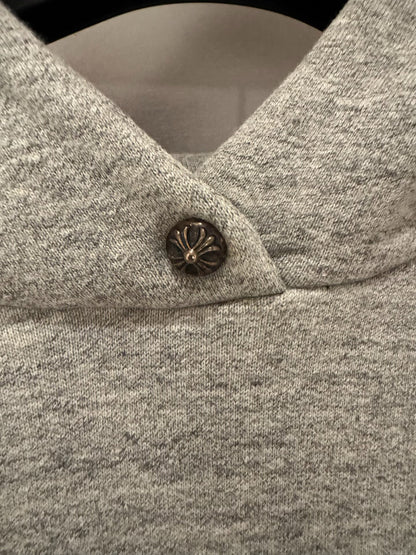 gray chrome hearts hoodie with cross detail