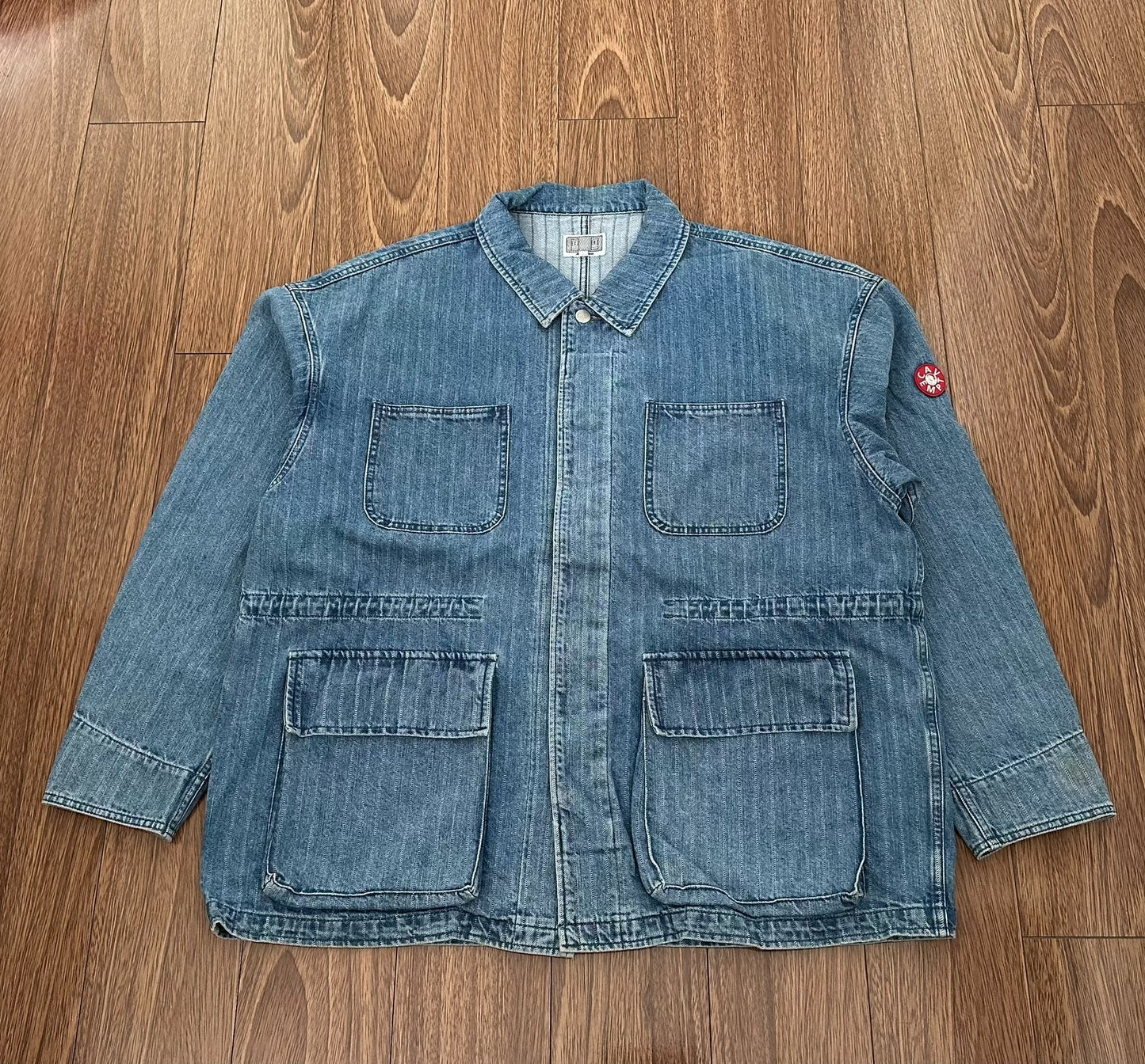 indigo oversized denim jacket with pockets