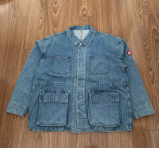 indigo oversized denim jacket with pockets