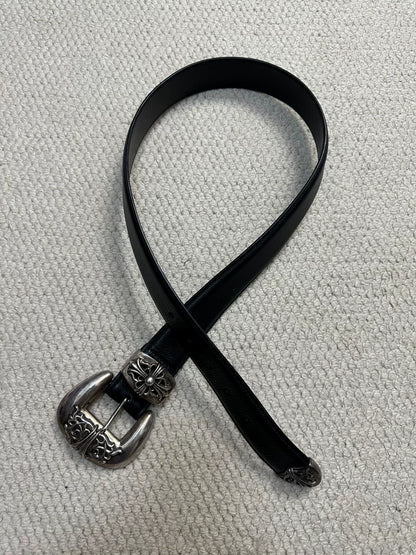 Chrome Hearts 3pc Vine Carving Silver Buckle Belt