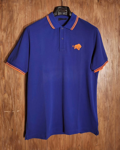 Prada Blue Embroidered Polo Shirt