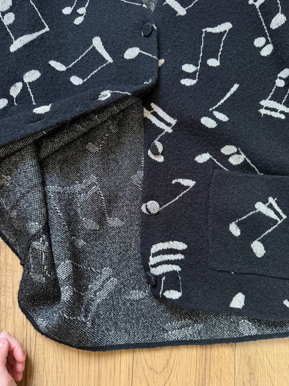 YSL Black Music Note Cardigan M
