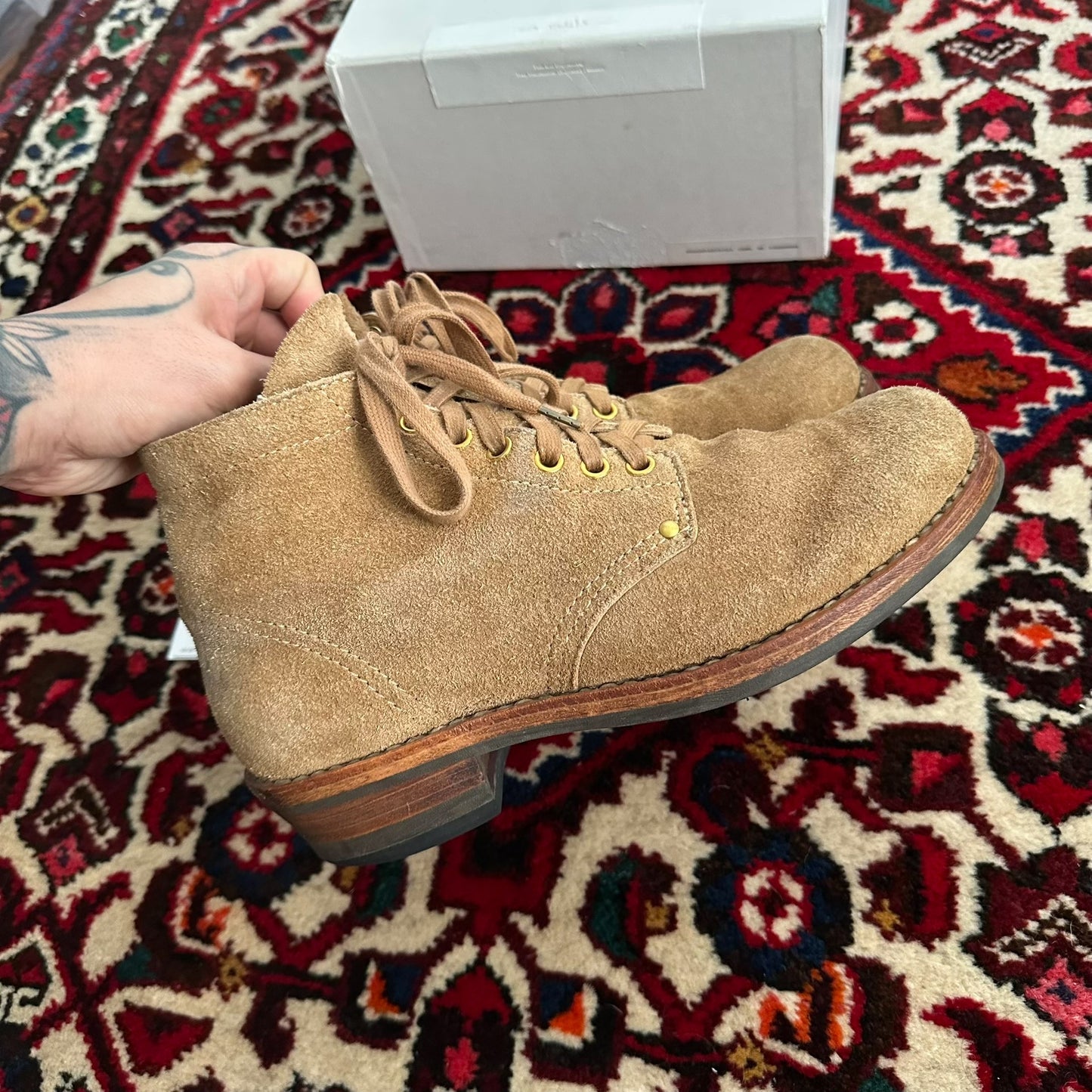 visvim brigadier suede boots in camel