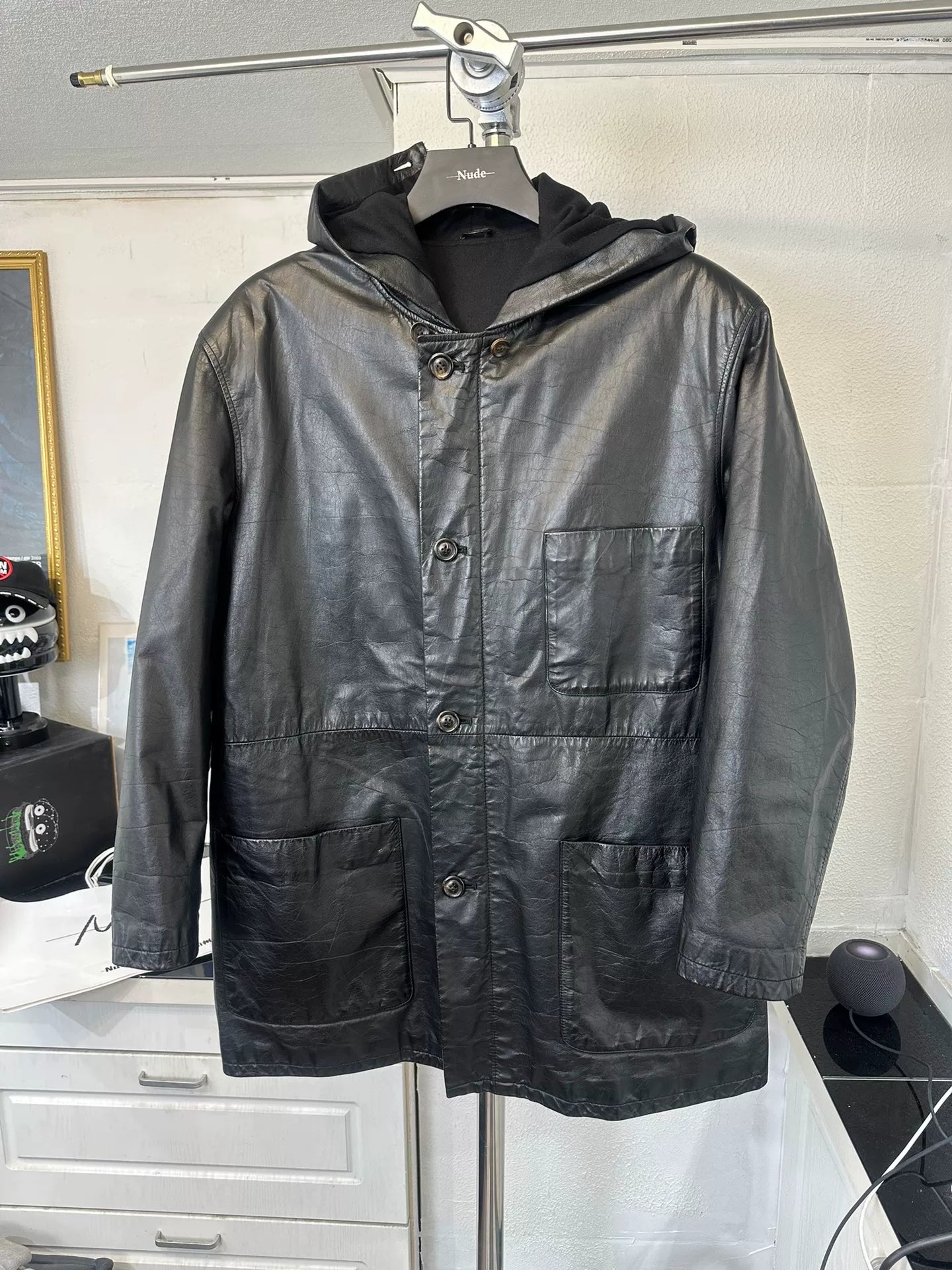 Yohji Yamamoto Men's Leather Parka Coat