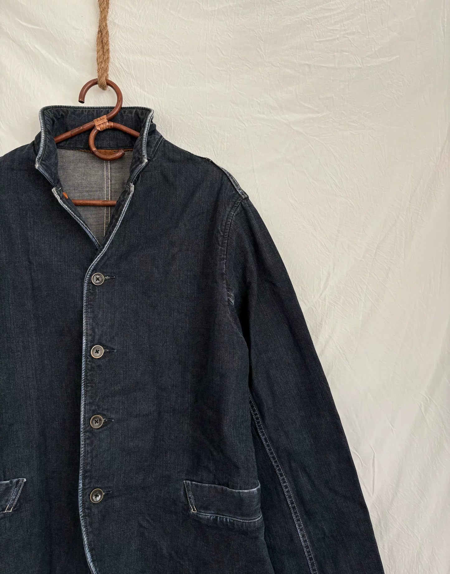 Kapital Vintage Denim Open-Front Blazer