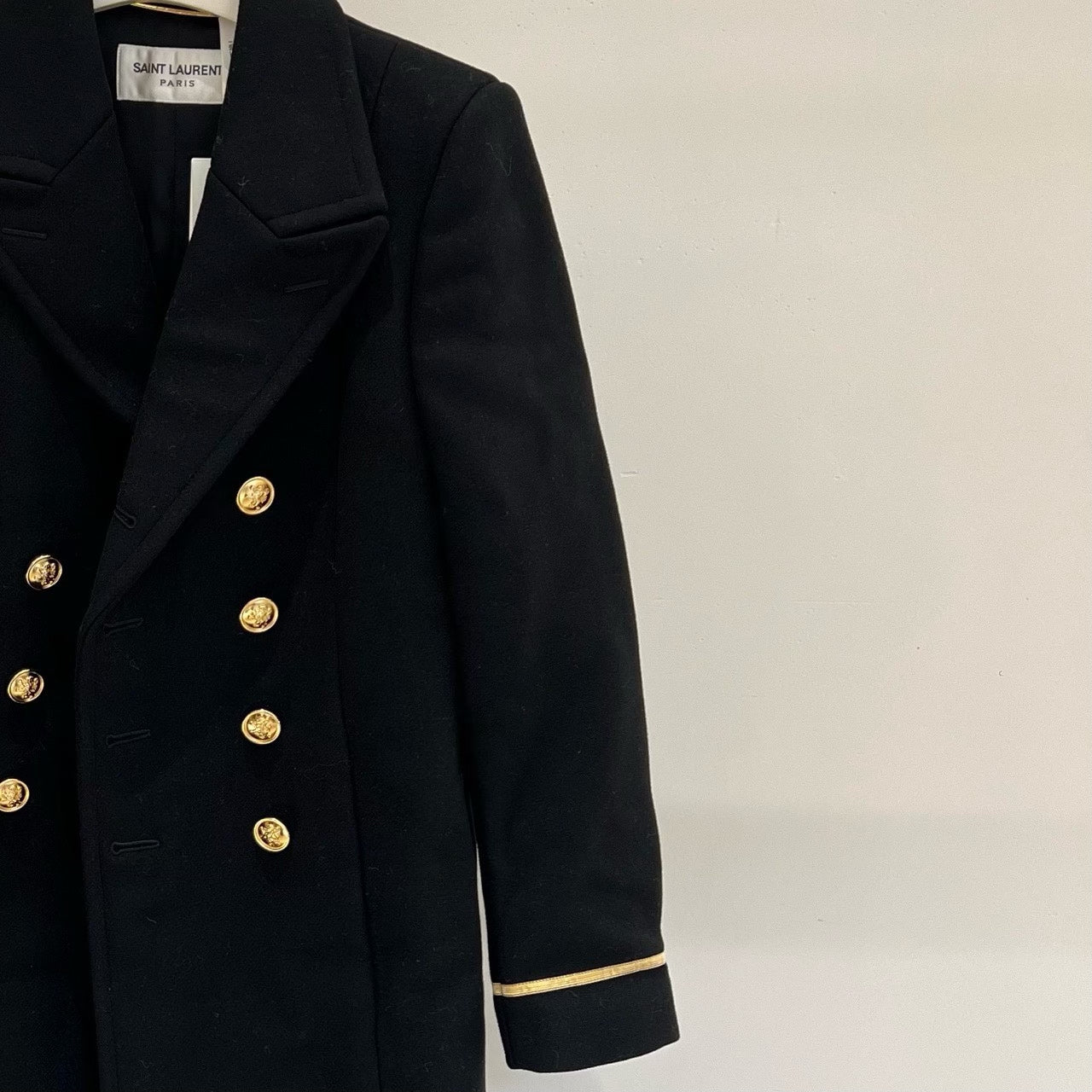 Saint Laurent YSL Runway Gold Button Wool Coat