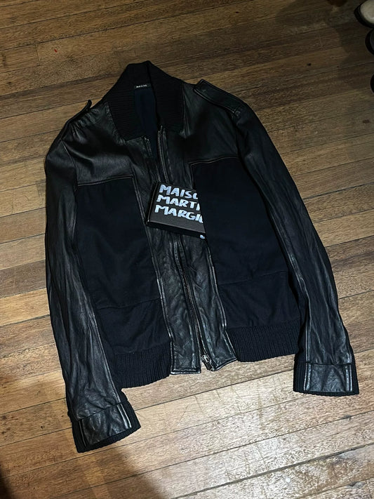 maison martin margiela leather wool jacket