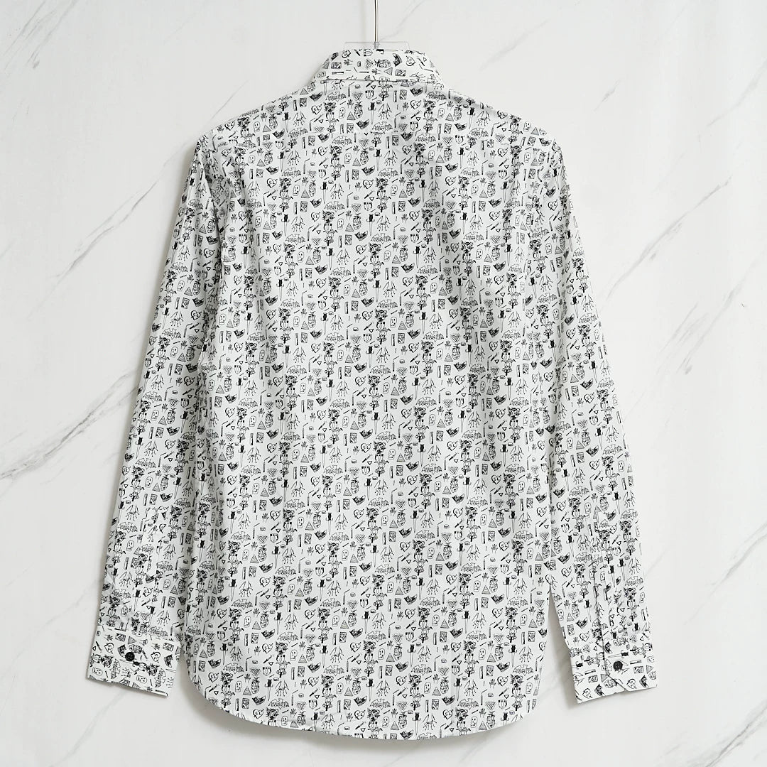 Saint Laurent Men's Graphic Print Cotton Shirt