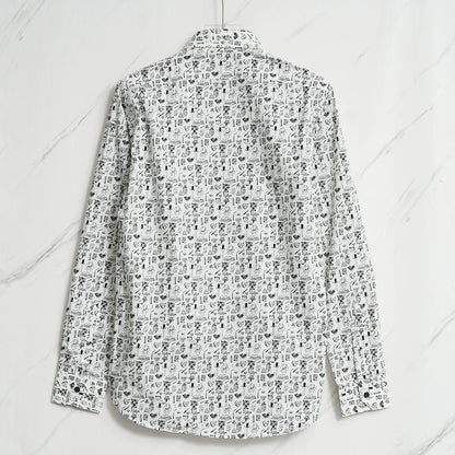 Saint Laurent Men's Graphic Print Cotton Shirt