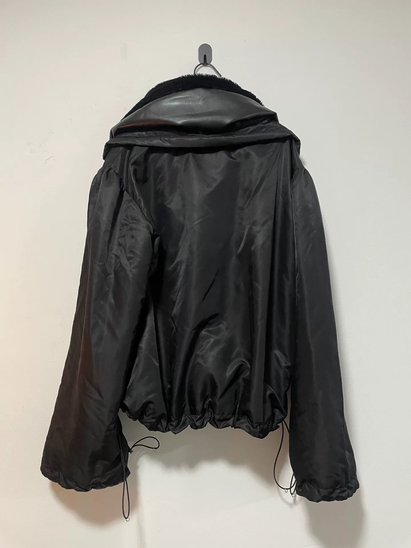 Black Fur-Collared Flight Jacket Size L