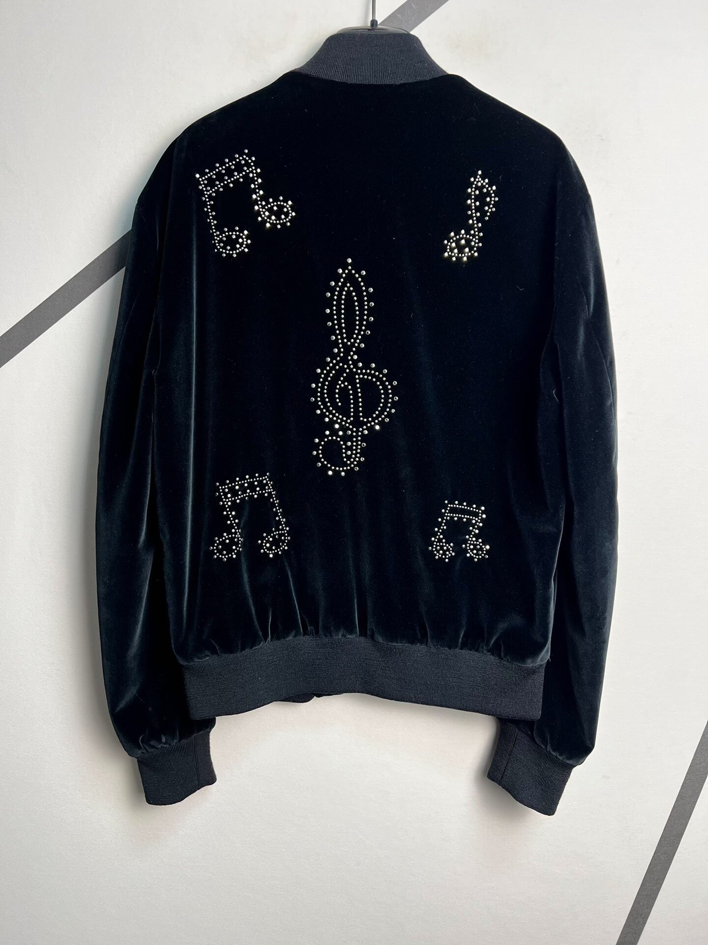 Saint Laurent Black Velvet Music Note Jacket