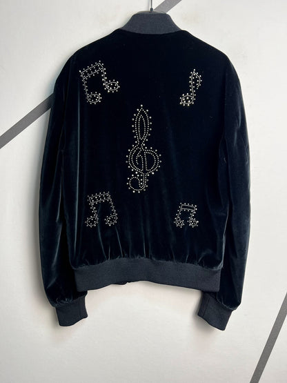 Saint Laurent Black Velvet Music Note Jacket