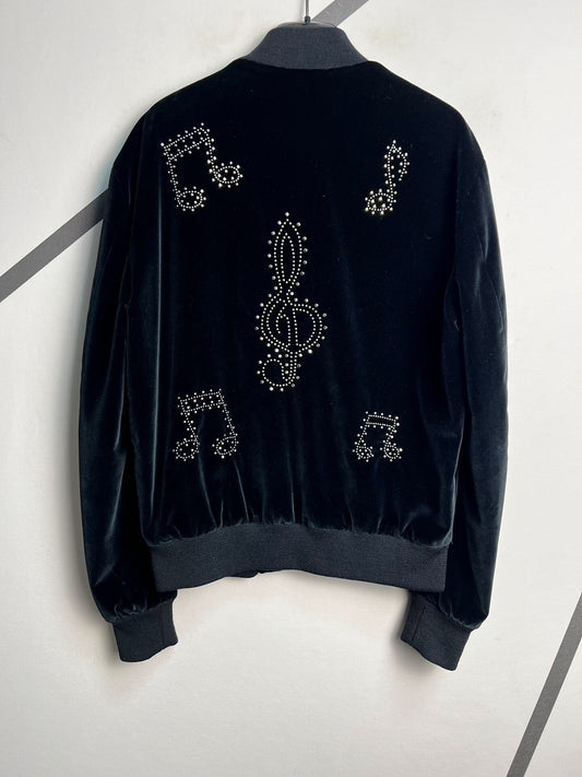 Saint Laurent Black Velvet Music Note Jacket