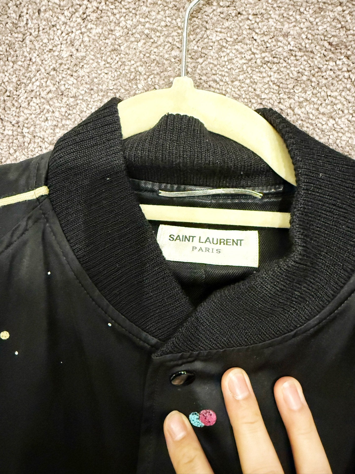 Saint Laurent Black Baseball Jacket