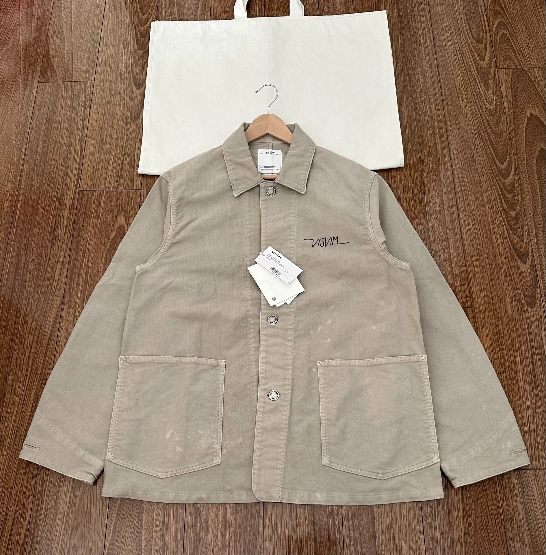 visvim coverall in beige corduroy jacket