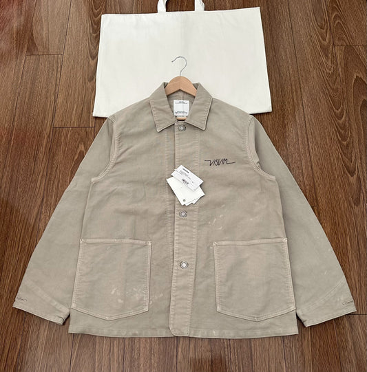 visvim coverall in beige corduroy jacket