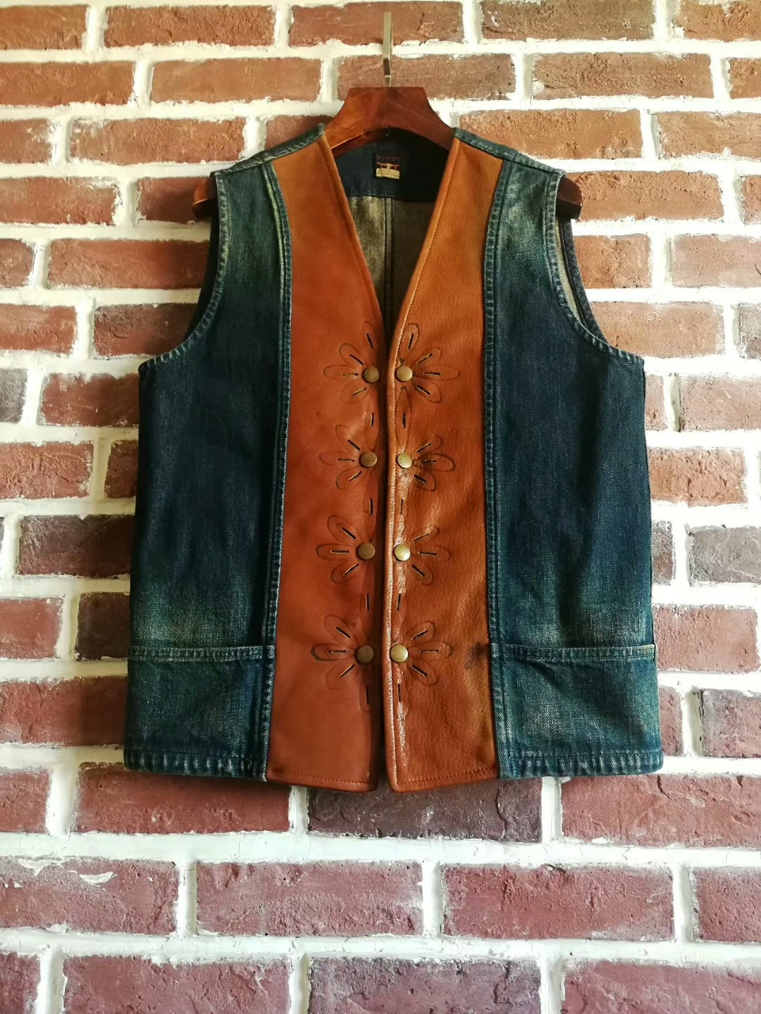 Kapital Western Leather-Trimmed Vest