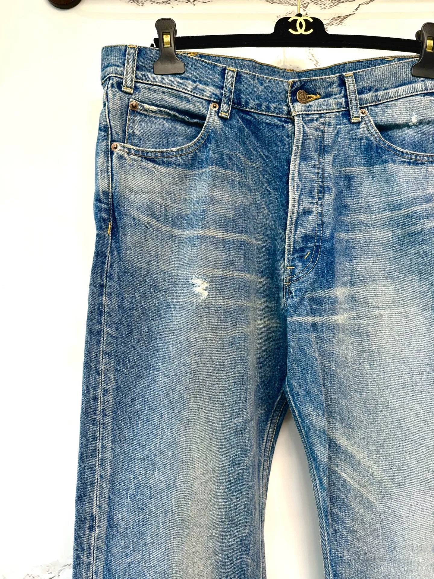 celine blue washed straight leg jeans