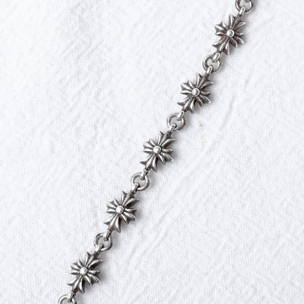 Chrome Hearts 925 Silver Tiny Cross Bracelet 11 Links