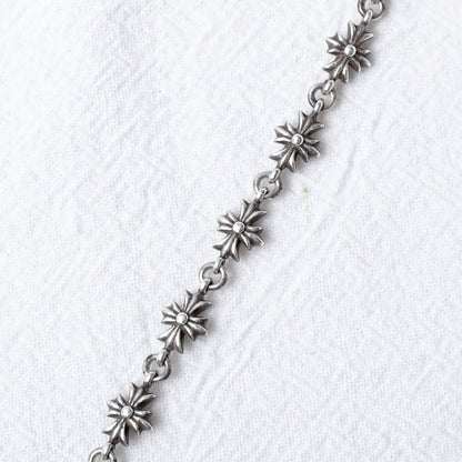 Chrome Hearts 925 Silver Tiny Cross Bracelet 11 Links