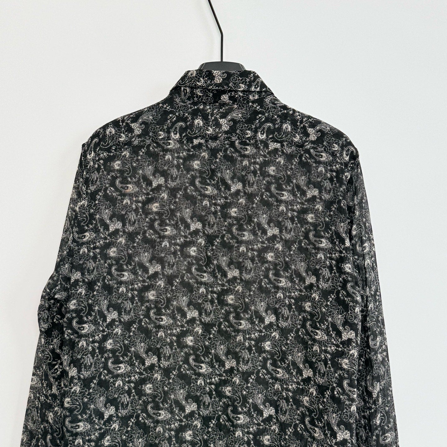 Saint Laurent 19SS Black White Wool Paisley Shirt