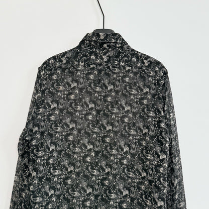 Saint Laurent 19SS Black White Wool Paisley Shirt