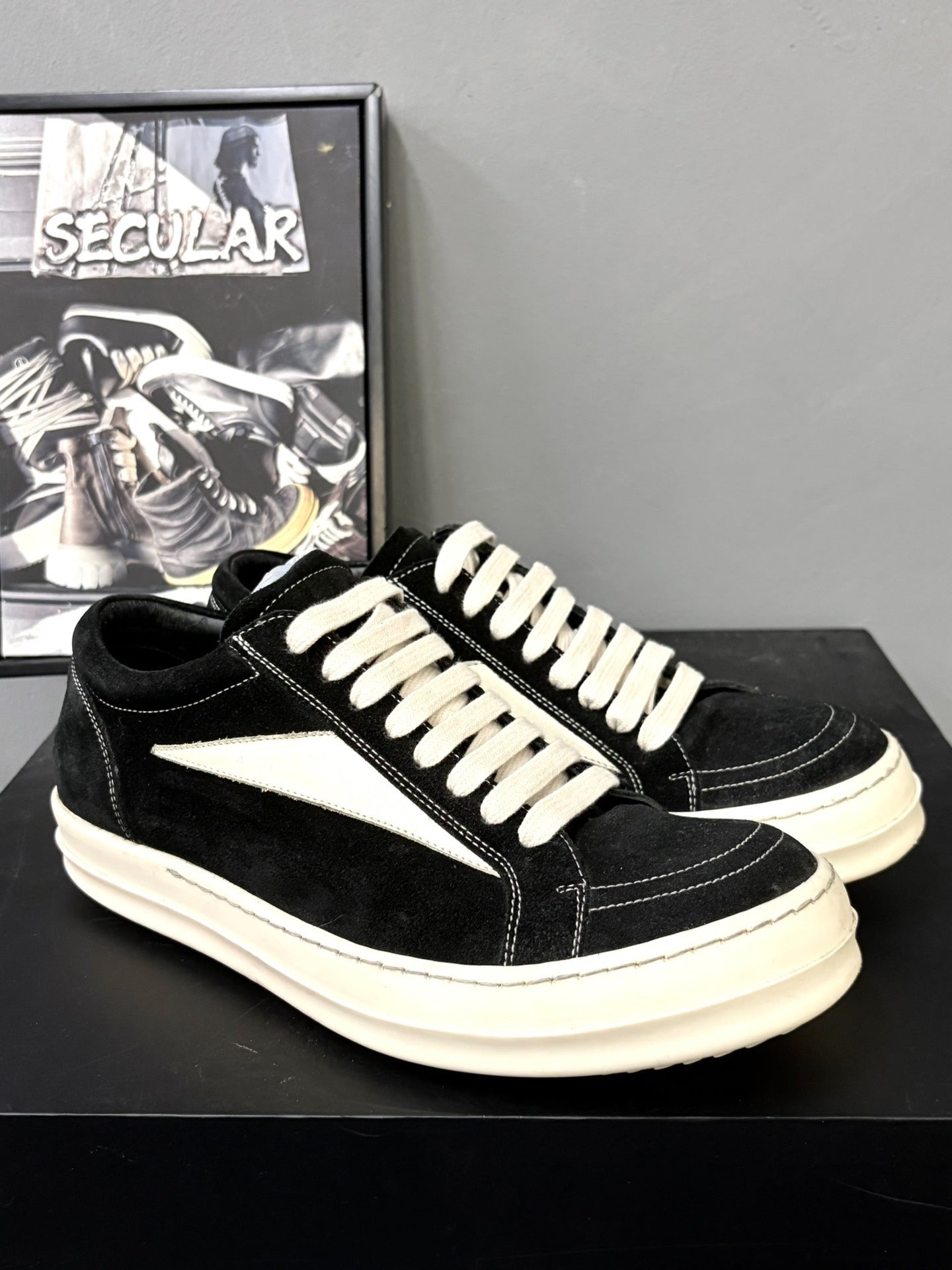 Rick Owens Main Line Black Suede Sneakers 41