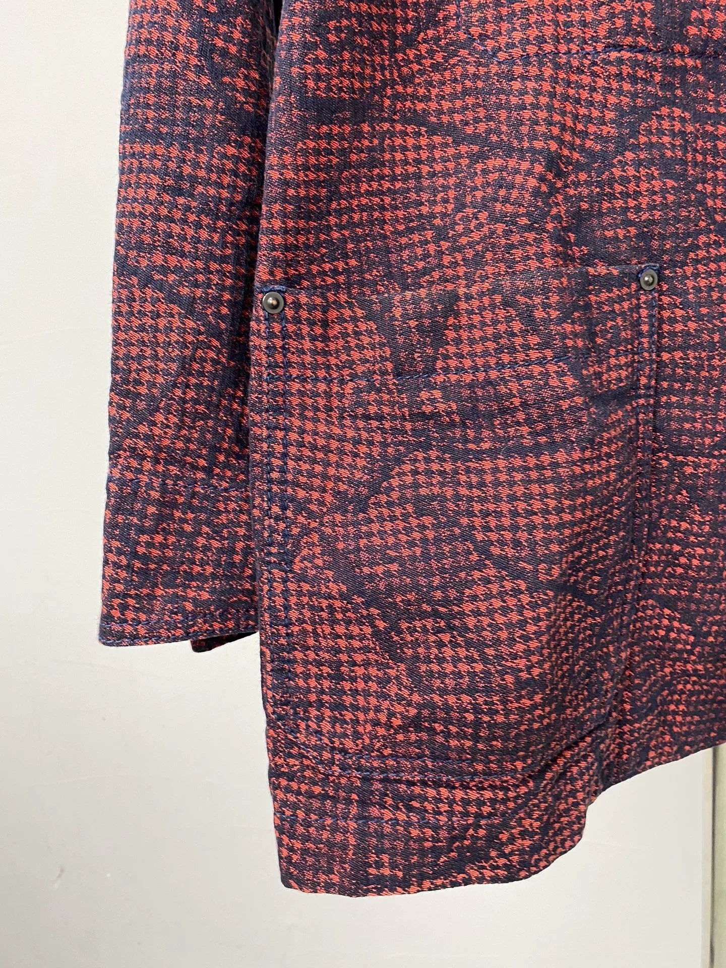 issey miyake men red brown patterned jacket