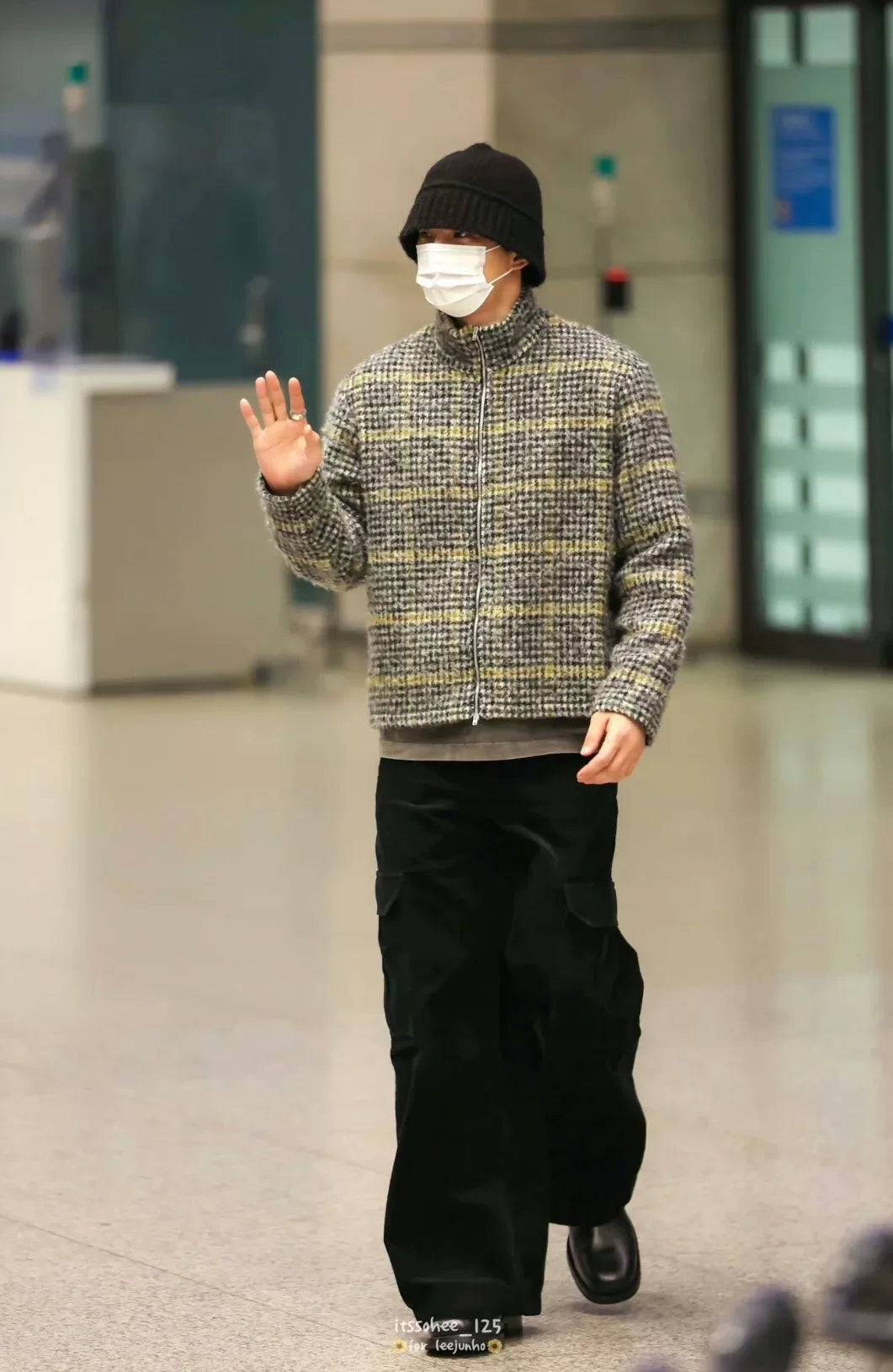 our legacy plaid wool jacket in yellow green