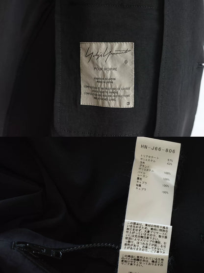 yohji yamamoto velvet sleeve cascade jacket