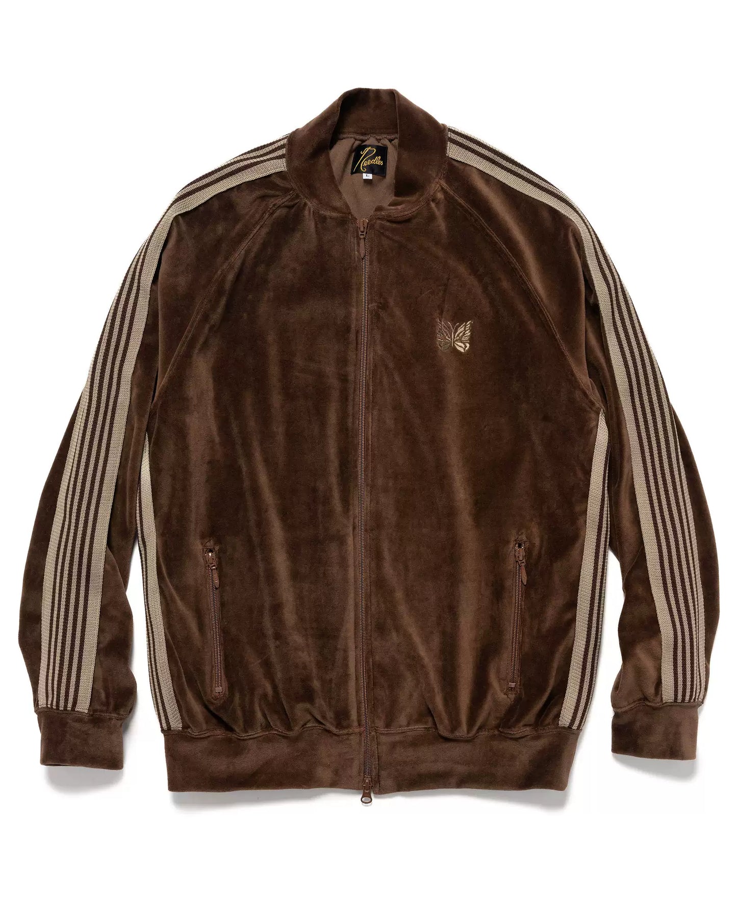 needles velvet track jacket in deep brown
