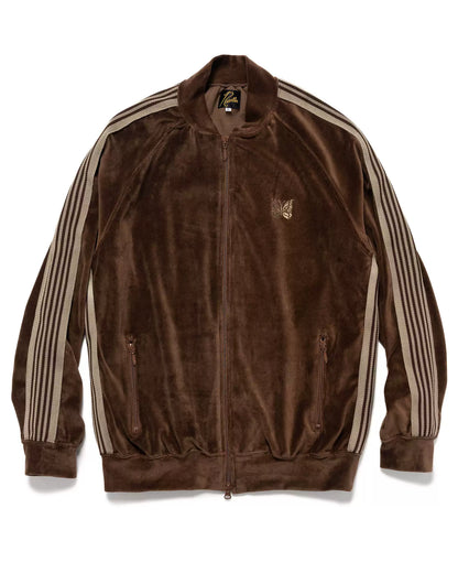 needles velvet track jacket in deep brown