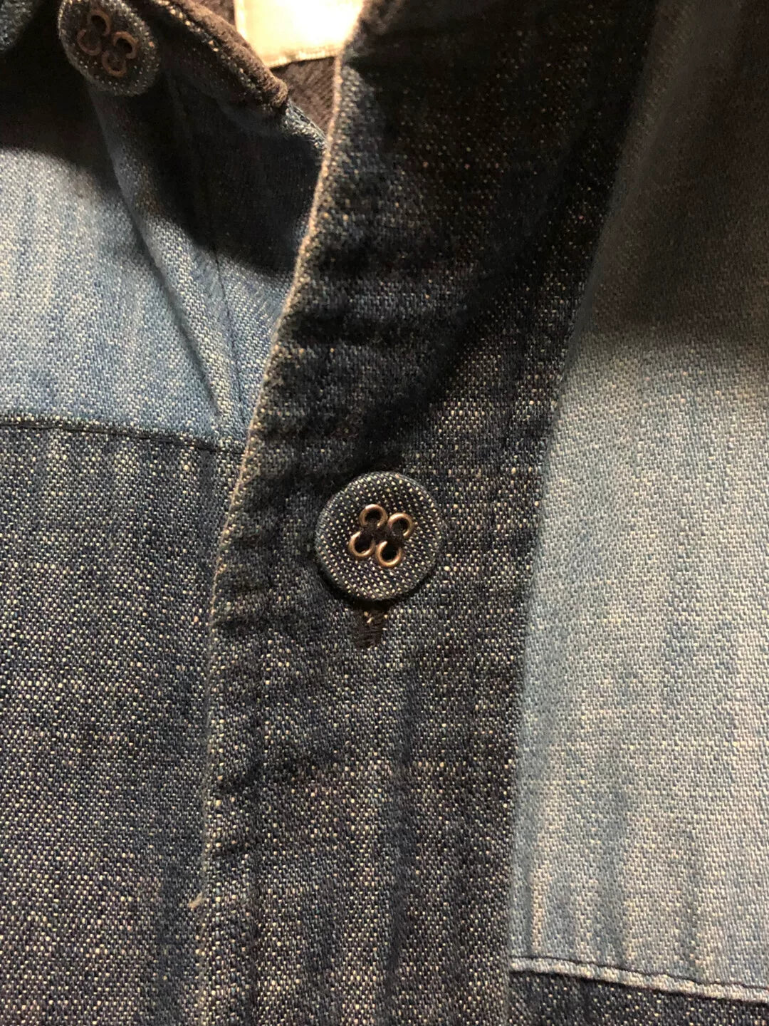 indigo patchwork button-up shirt made in japan