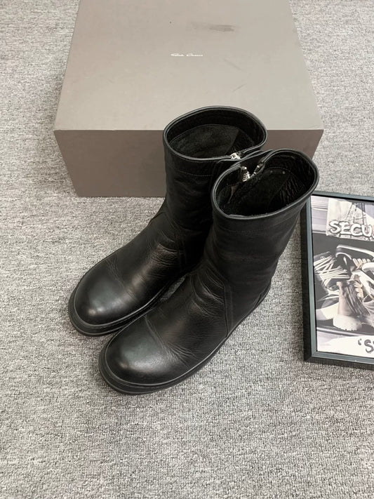 Rick Owens 15FW Calf Leather Zip Boots