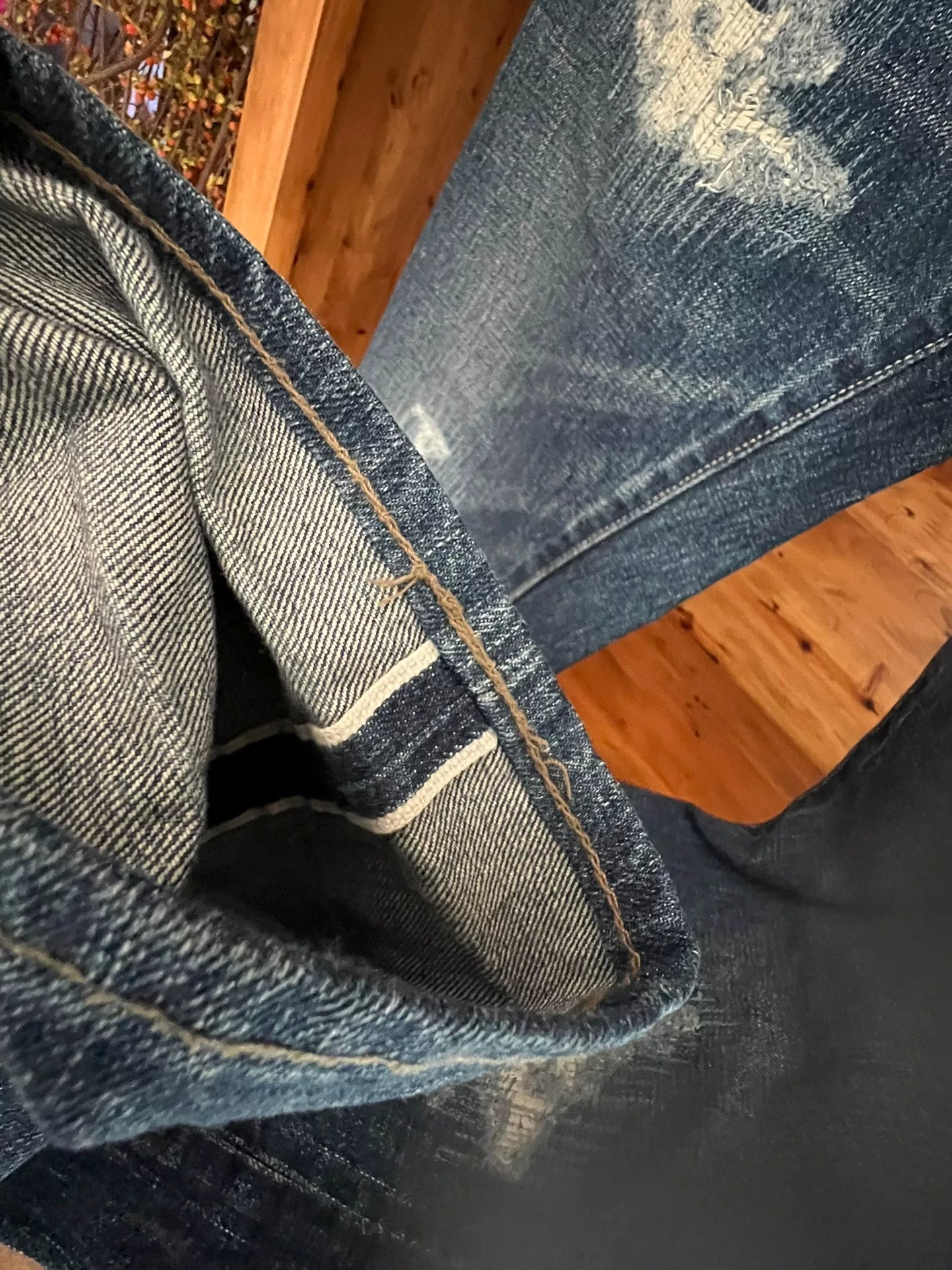 vintage washed distressed denim jeans