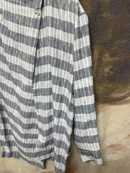 issey miyake striped linen collar shirt