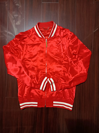 Louis Vuitton Red Satin Embroidered Logo Jacket SS18