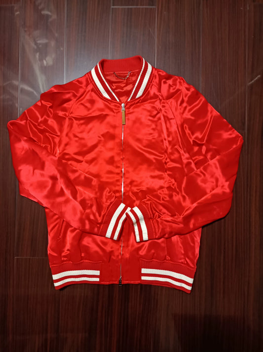 Louis Vuitton Red Satin Embroidered Logo Jacket SS18