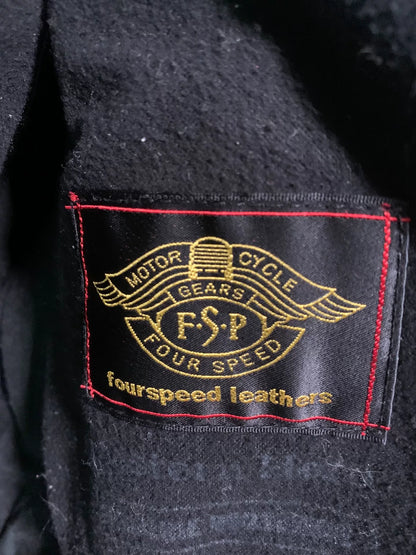 handcrafted leather biker jacket in size 38